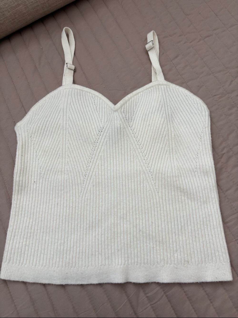 wild fable Cream Ribbed Knit Cami with Sweetheart Neckline